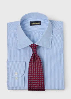Classic Spread Collar Pencil Stripe Dress Shirt