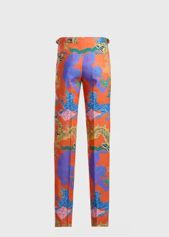Dragon Printed Linen Dress Trouser