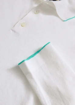 Linen & Cotton Contrast Collar Polo