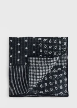 Linen Tonal Patchwork Pocket Square