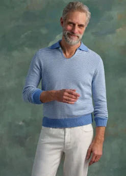 Long Sleeve Stripe Polo