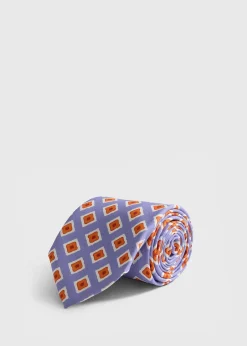 Medallion Print Habotai Silk Tie