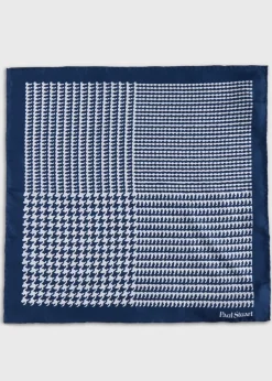 Printed Silk Large Houndstooth Pocket Square