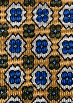 Silk Geometric Floral Medallion Tie