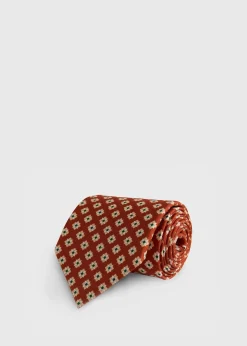 Silk Geometric Floral Tie