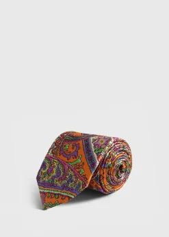 Silk Paisley Print Tie