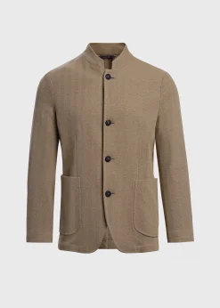 Stand Collar Herringbone Knit Jacket