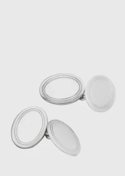 Sterling Silver Double Oval Cuff Links