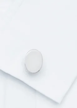 Sterling Silver Polished Oval Cufflinks