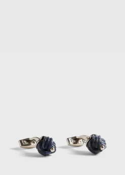Sterling Silver with Sodalite Carved Knot Cufflinks