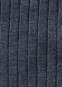 Wool Ribbed Sock with Contrast Trim